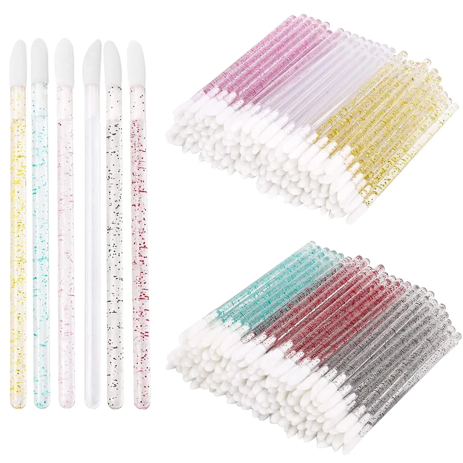 

50pcs Disposable Crystal Rod Lip Brush Wands Lint Free Lip Gloss Lipstick Gloss Wands Applicator Lip Brush