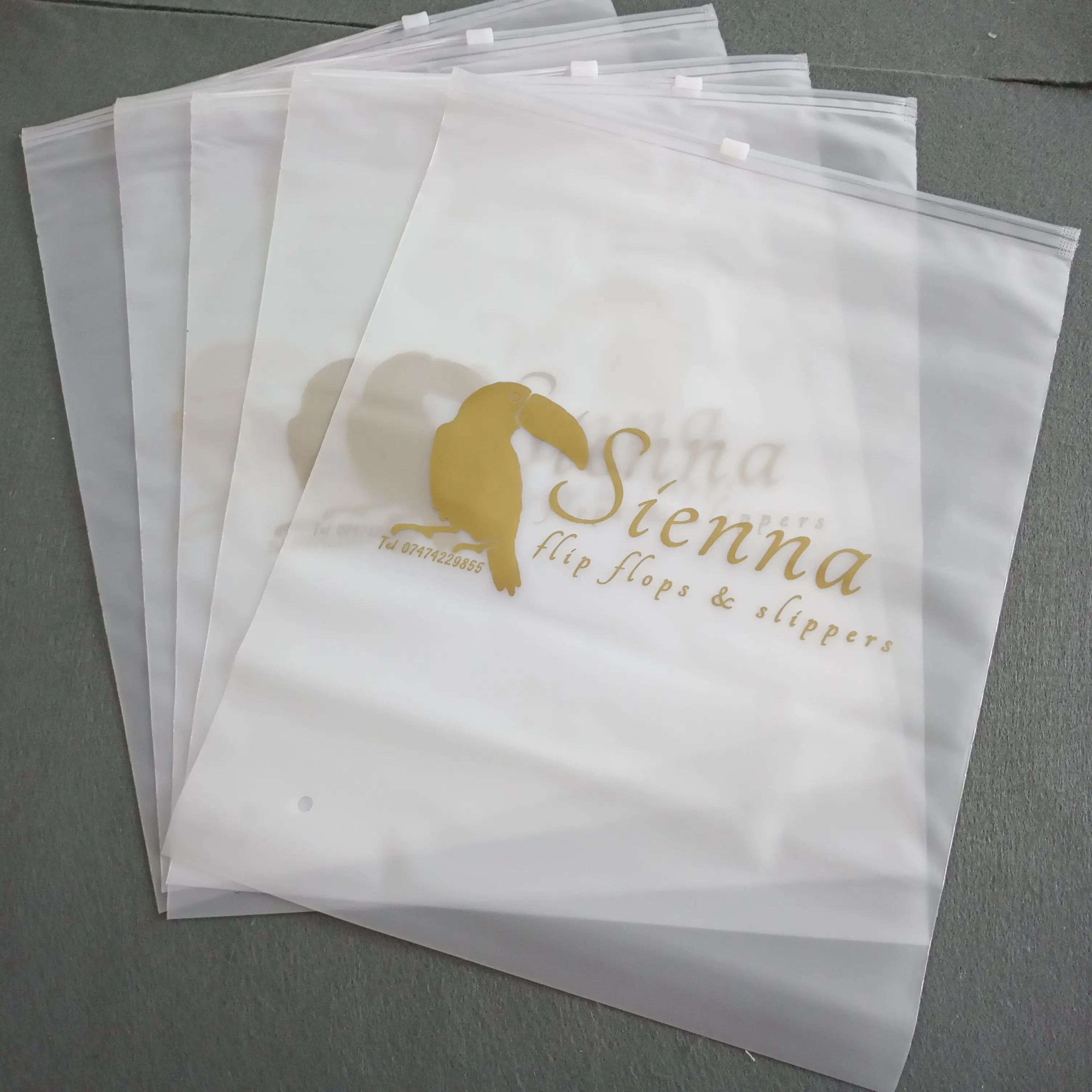 

Custom Logo Slider Frosted Clothing Bags Transparent Zip Lock Plastic Bag Clothes