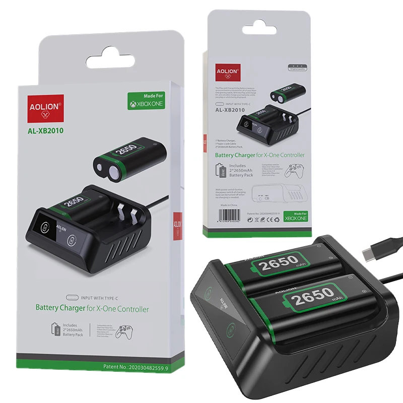 

Aolion Battery Xbox Game Accessories Rechargeable Battery Pack Charge Kit For Xbox Series X, Black&white