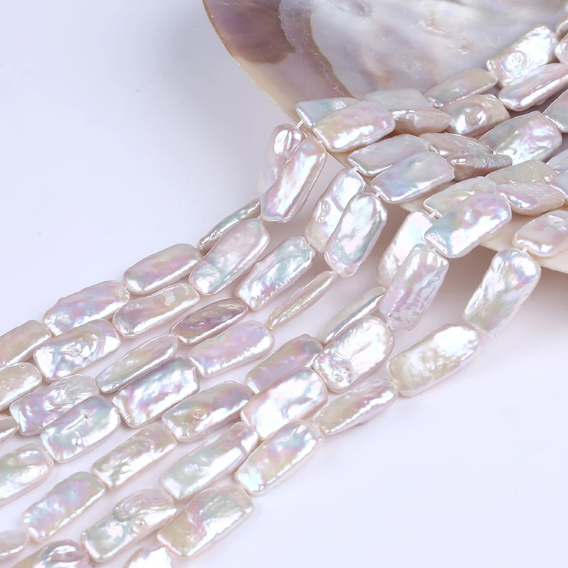 

Natural freshwater pearl Full square Loose Pearl With Hole For jewelry, White