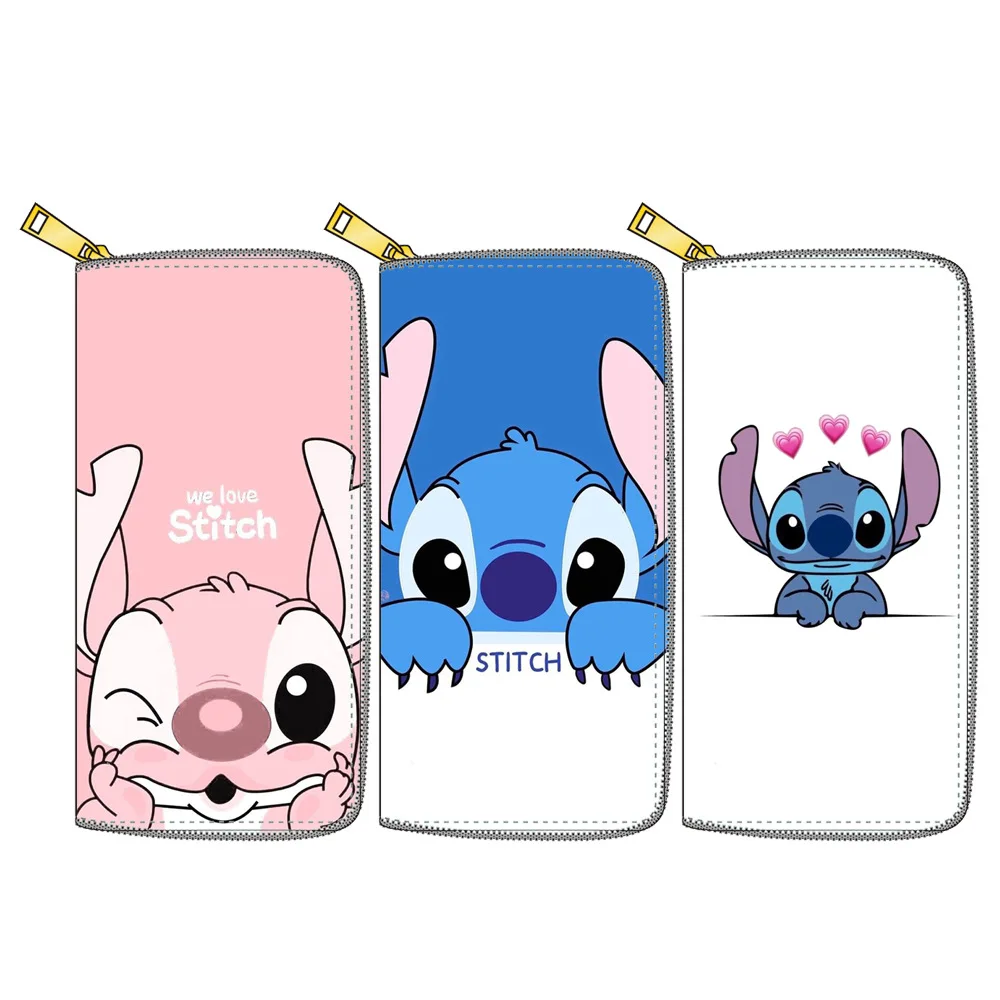 

2021 NEW Lilo&Stitch PU long zipper wallet cartoon pu coin bag girl boy card holder fashion Clutch