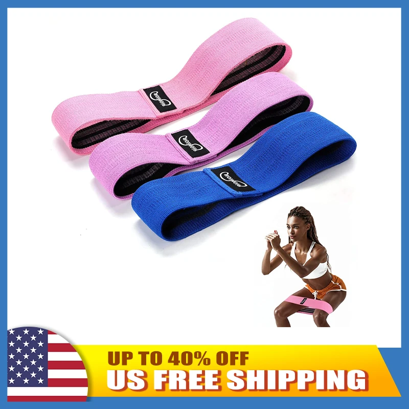 

Free shipping to USA 3pcs Fabric Booty Bands set for Women, Glute and Leg Bands for fitness, Squats Thick Elastic Fabric bands