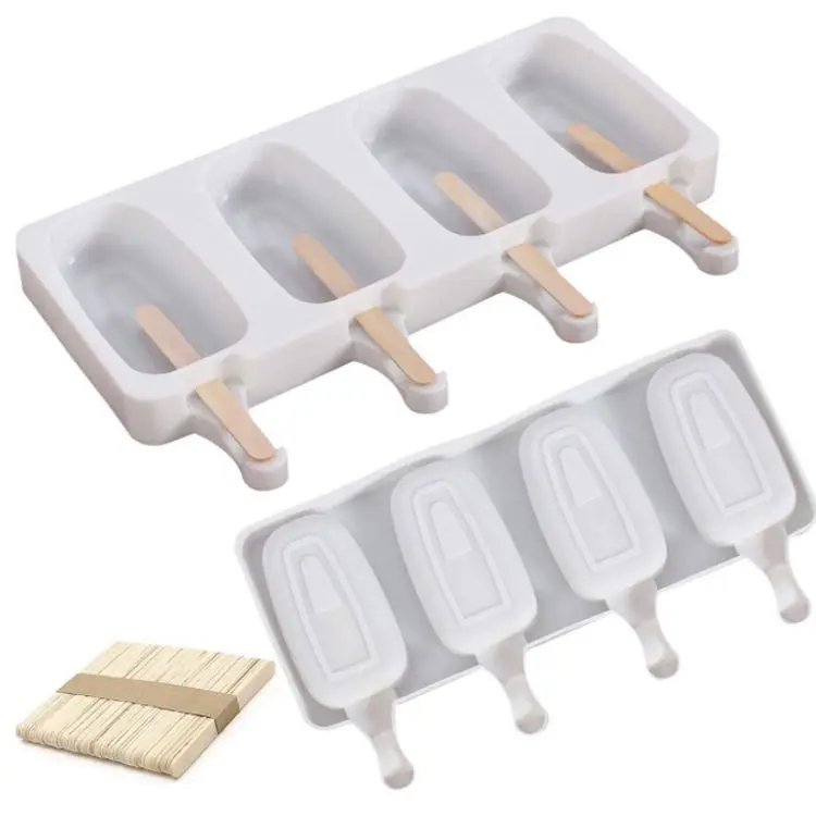 

Custom High Quality Home Made Silicone Ice Cream Molds Popsicle Mold, White