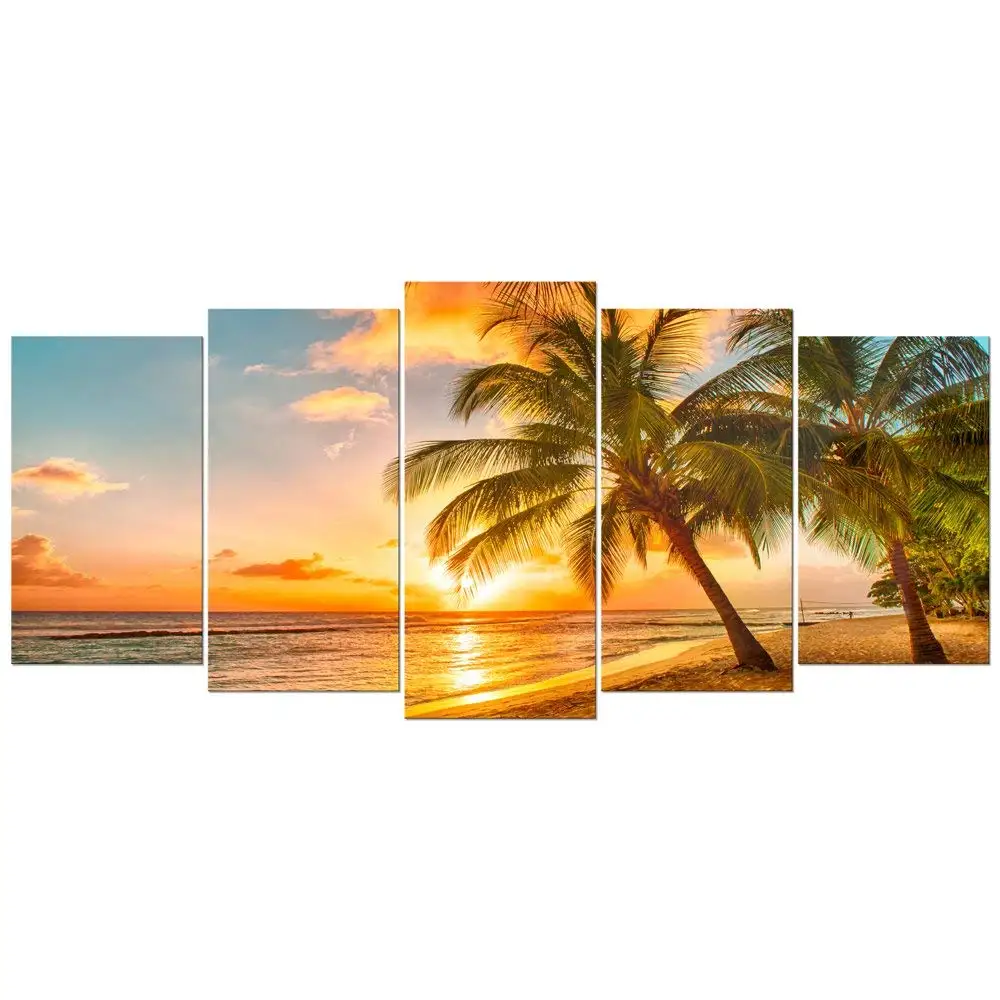 

Wall Decor Canvas Painting Oil Seven Art Sunset Seascape Scenery Print Living Room Ocean Custom Picture