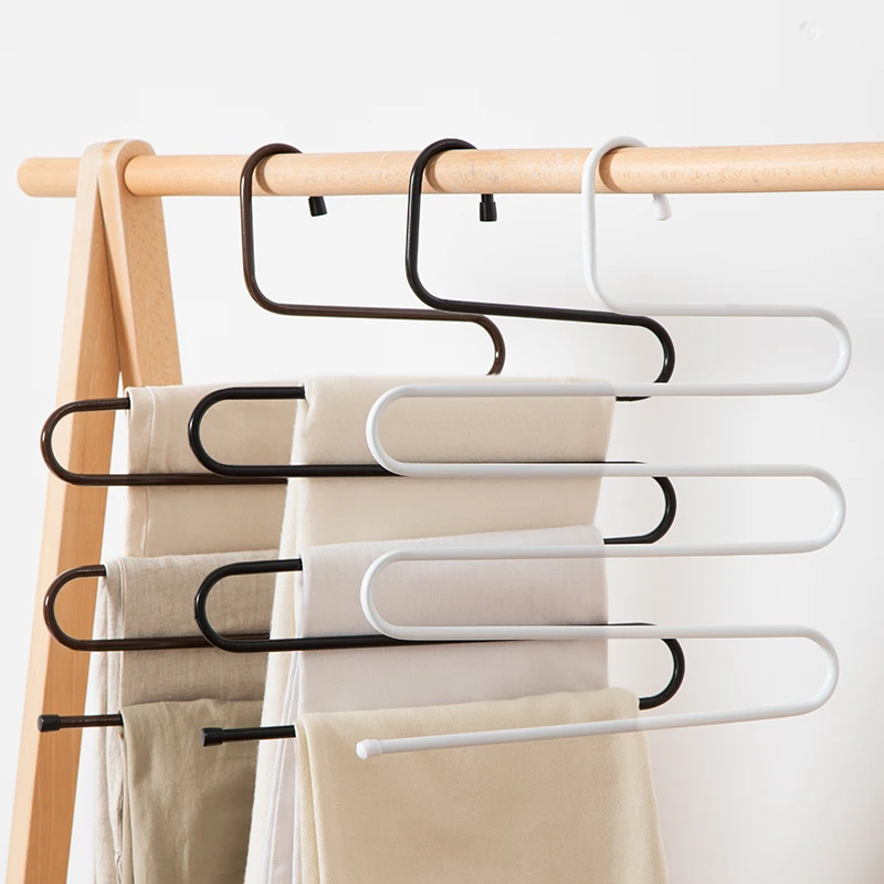 

Household drying rack magic non-slip S-type stainless steel trouser rack multifunctional wardrobe storage rack clothes hanger