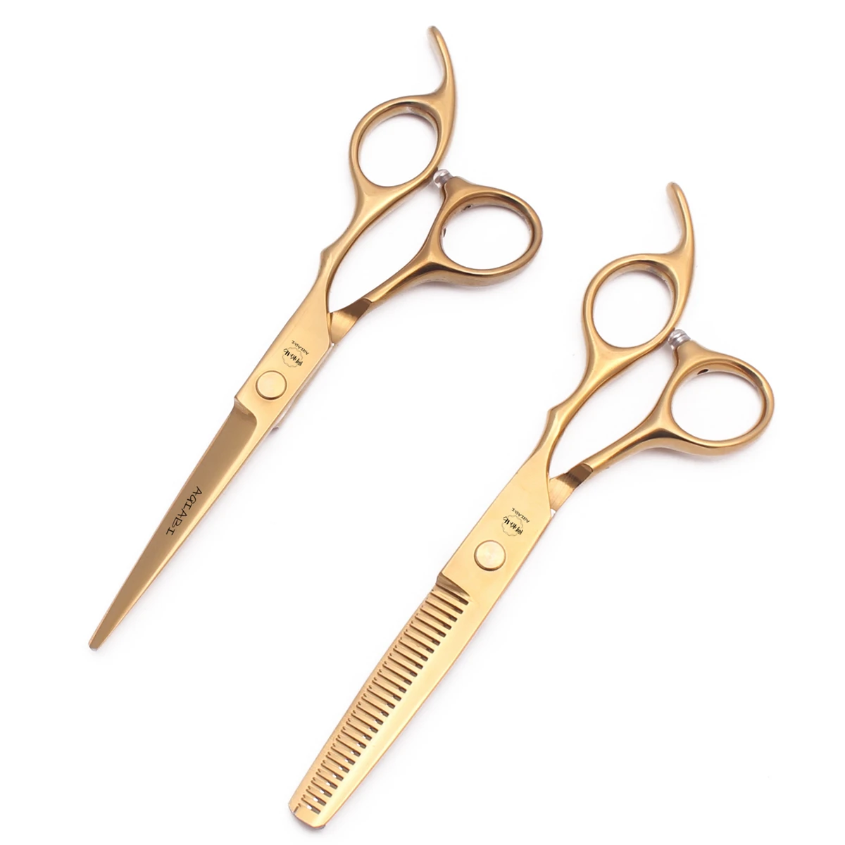 

Hair Shears 5.5" 6'' AQIABI Brand Japanese Steel Gold Thinning Scissors Barber Scissors Haircut Shears A1005 Salon Tool