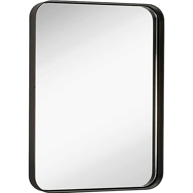 Modern 50X70cm Metal Wall Mirror Rounded Corner Deep Set Horizontal Vertical Rectangle Hanging Design Decorative Wall Mirror