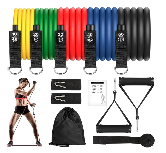 

Most Popular Fitness Resistance Bands Set Home Fitness Stretch Workout Fitness Set Bodybuilding Elastic Pull Rope Body 11 pcs, As the picture