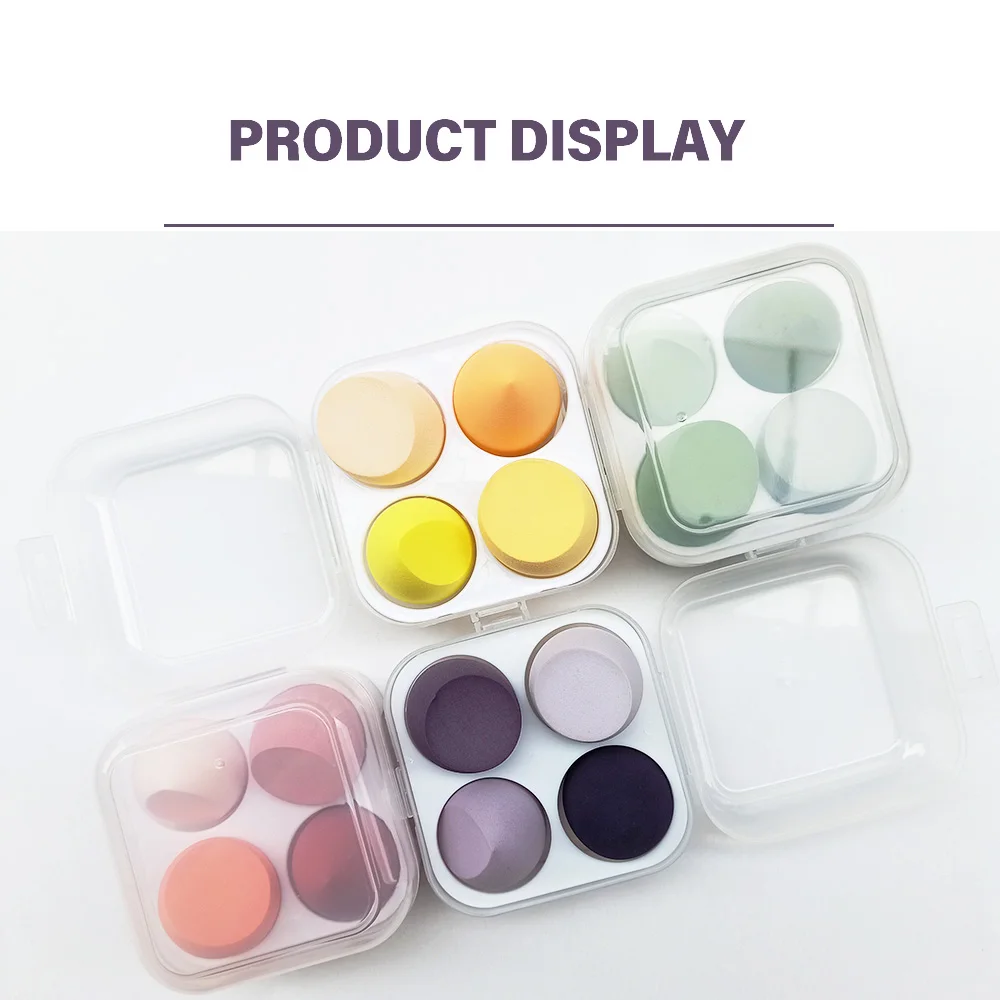 

Beaumaker 4pcs Makeup Sponge Blender Set Blending Beauty Latex Free Powder Puff OEM Manufacturer makeup accesories, 4 colors for option