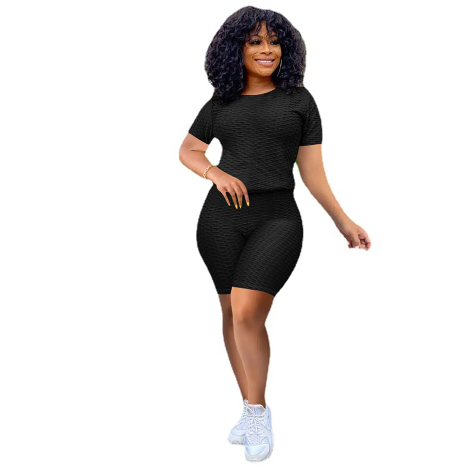 

Ladies activewear 2pcs high waist yoga shorts sets fitness