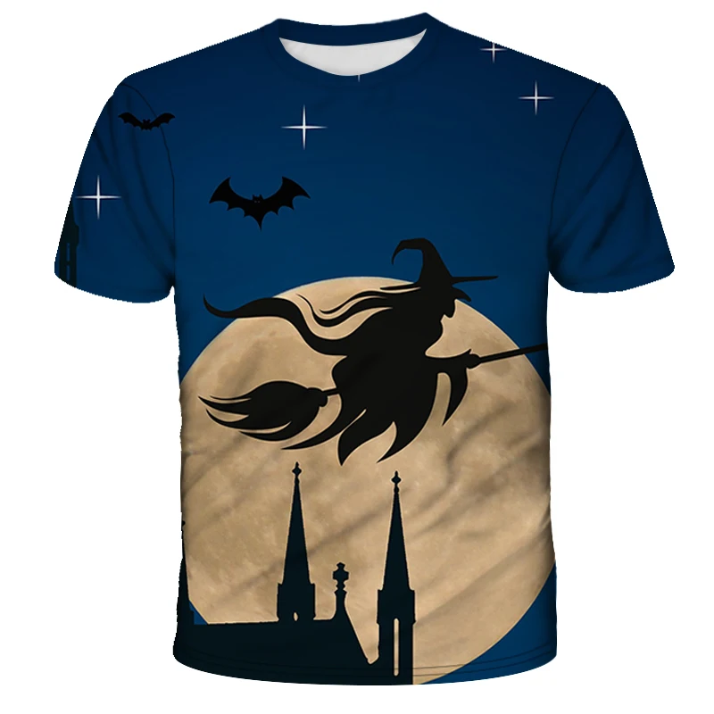 

Night Witch design round neck T-shirt 3D printed short sleeves