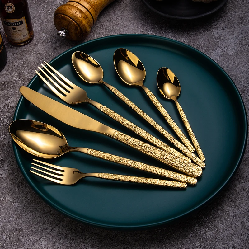 

Luxury Metal Stainless Steel Dinnerware wedding banquet gold plated Cutlery, Silver,gold,rose gold,black