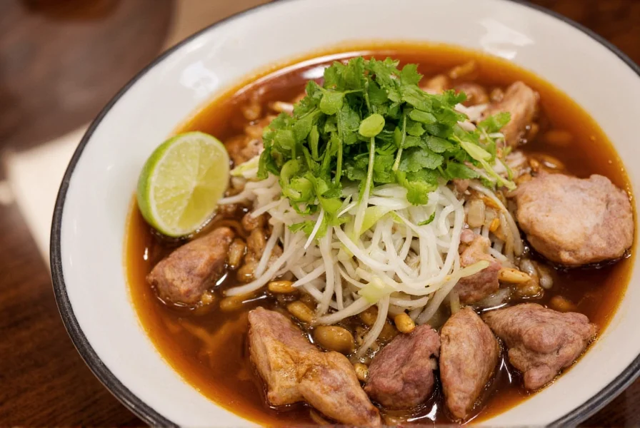 Ginger Root Restaurant signature pho bowl with fresh herbs and meat selection