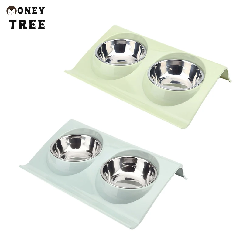 

Food Water Feeder Cats Small Dogs Double Dog Cat Bowls Premium Stainless Steel Pet Bowls, Green,pink,bule