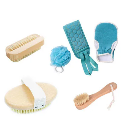 

Bathroom Appliances Wood Cotton Wash Hands Face Take A Bath Brush Bath,Rub Back Body Bath Brush Sets, Blue/natural