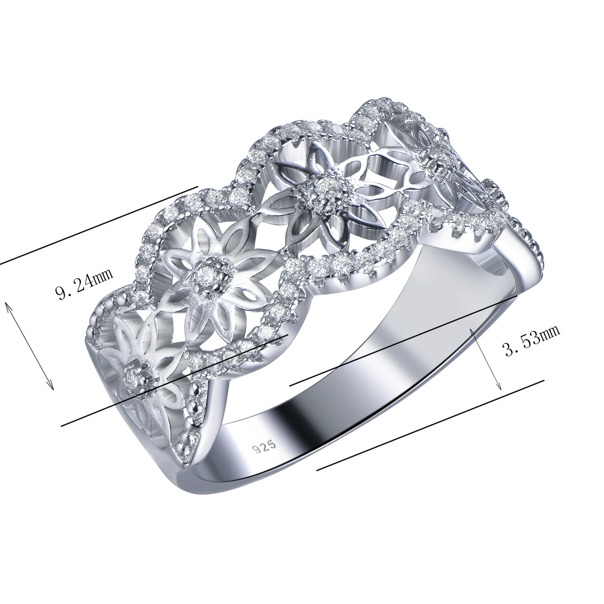 

Fashion hot sale 925 Sterling silver women jewelry with CZ Simple Classic Ring