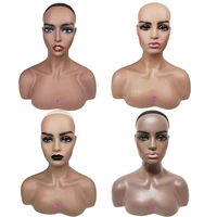 

Wig Mannequin Head And Bust Realistic Female Bald Wig Display Stand Afro Mannequin Head with Shoulders