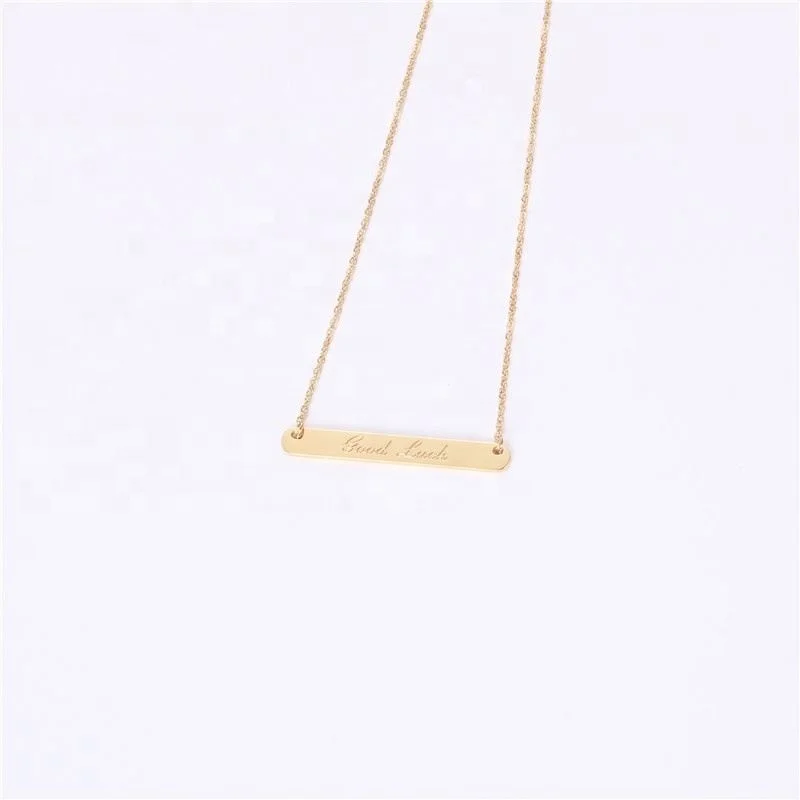 

Jewelry 18K Gold Plated Bar Pendant necklace Stainless Steel Good Luck Necklace Jewelry Wholesale