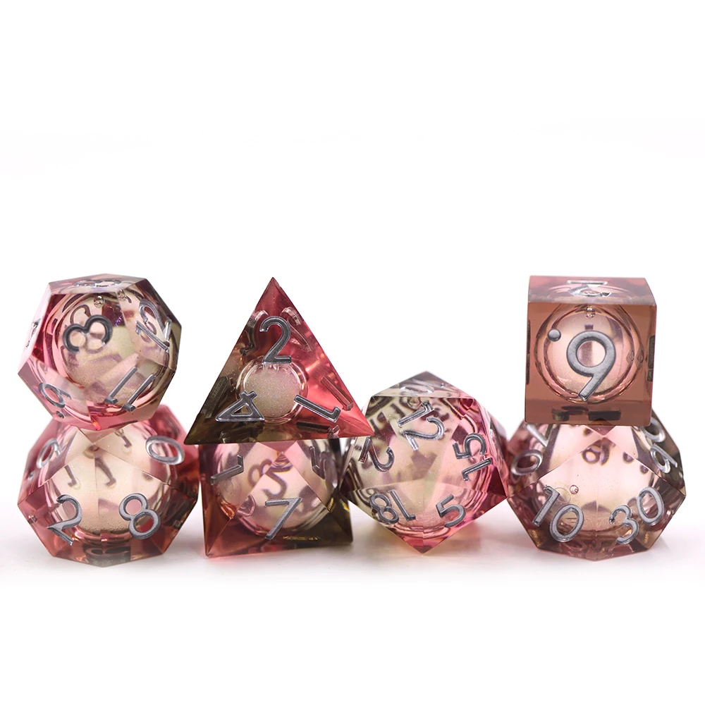 

Liquid DND Dice Set 7PCS Red Liquid Filled Sharp Edge D&D Dice for Dungeons and Dragon Game