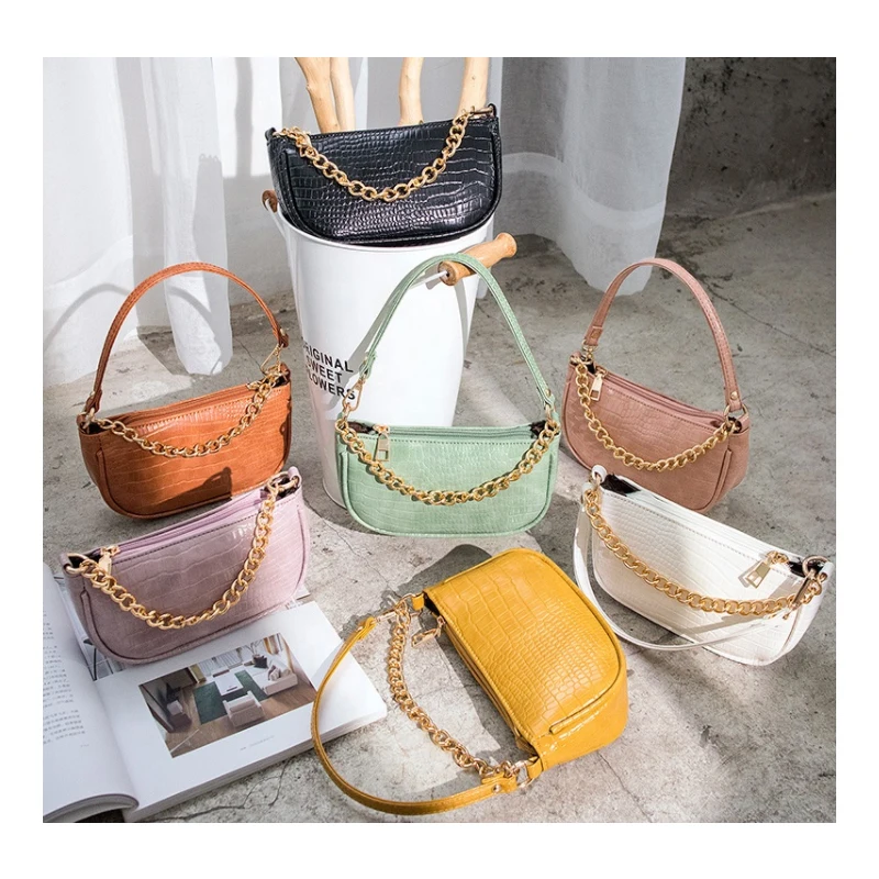 

2021 Women Fashion Stone Pattern Shoulder Bag Handbag Shoulder Bag Chain Purse Cunderarm Bag Women, Picture color