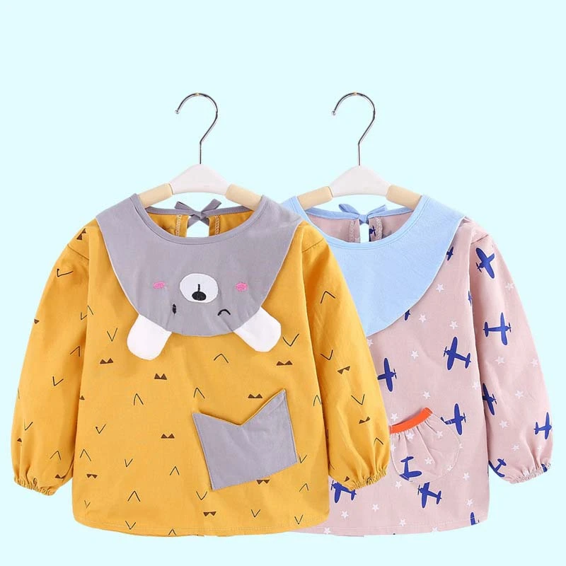 

2020 Waterproof Cotton Baby Bibs Bandana with Long Sleeve Bib for Baby Apron Feeding Children's bib Boy Girl Infant Drool Slab, Printed