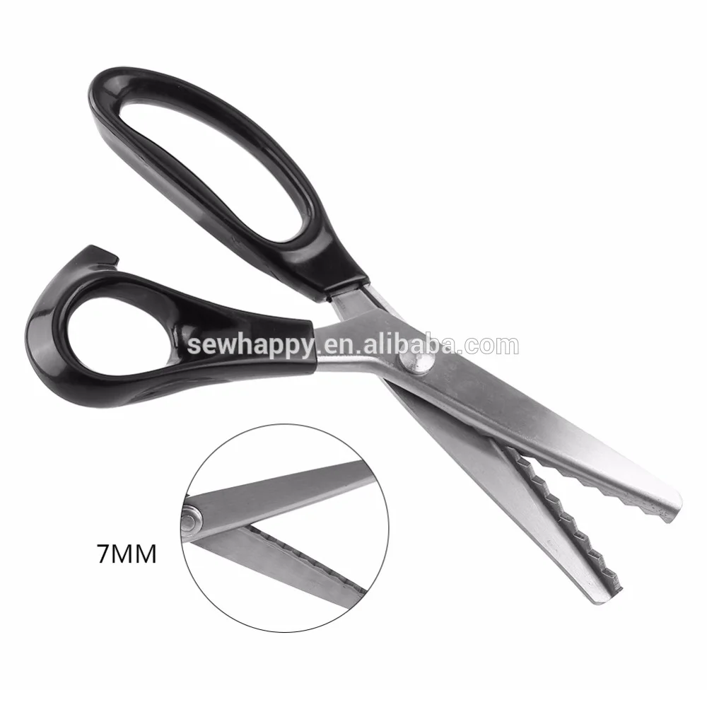 

Professional Tailor Scissors Zig Zag Fabric Scissors for Cutting Stainless Steel Tailor Scissors DIY Craft Sewing Tool, Black