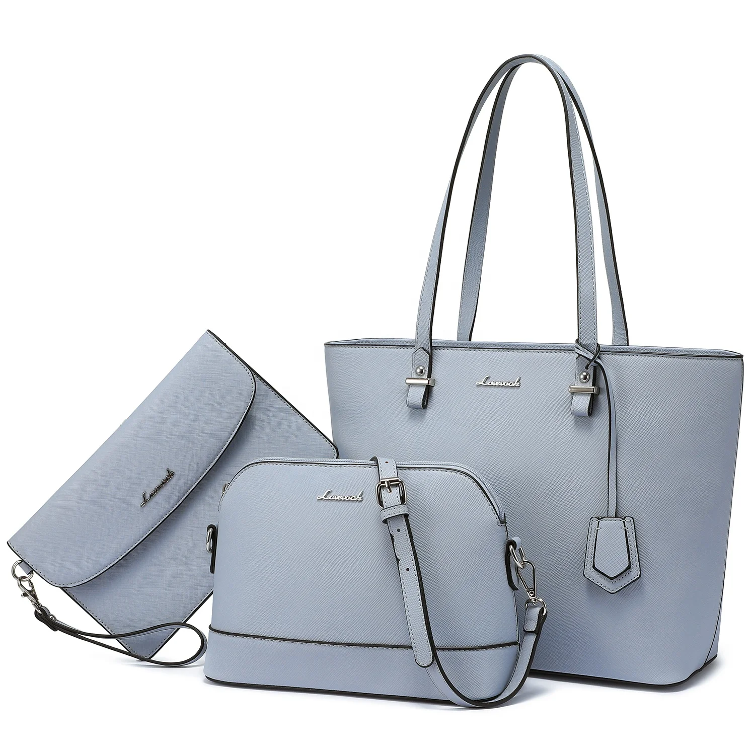 

2022 LOVEVOOK designer handbags famous brands pu ladies shoulder bags Tote Satchel Hobo 3pcs Set women purses and handbags, Black, blue