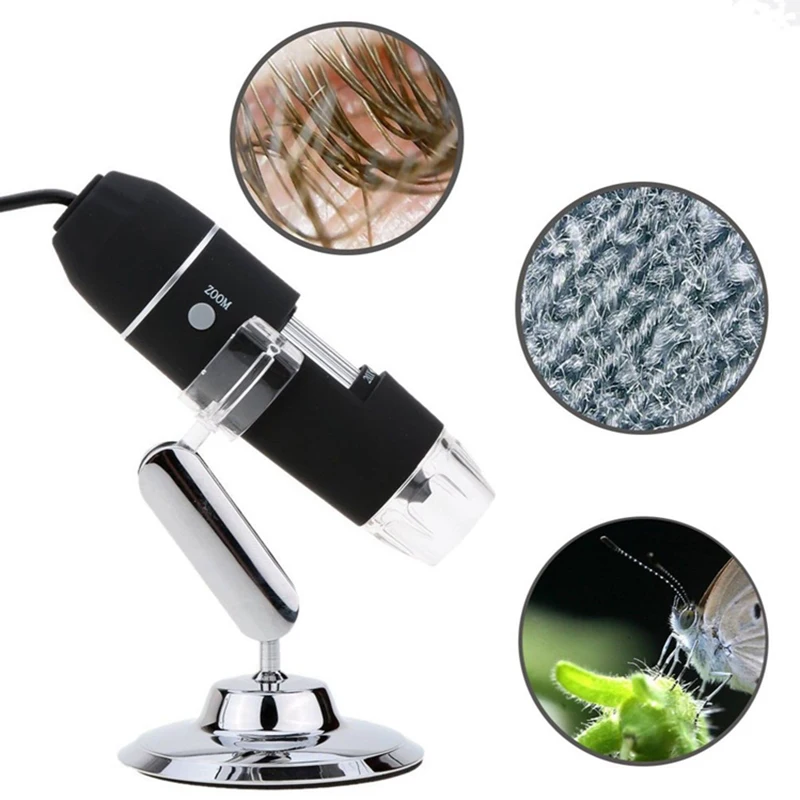 
500X 1000X 1600X USB Microscope, Digital Magnification Endoscope Camera 8 LEDs Metal Base for Android, Windows  (62339270899)