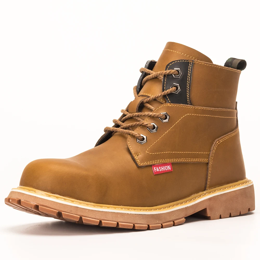 

Custom made stylish light weight leather work boots steel toe safety shoes