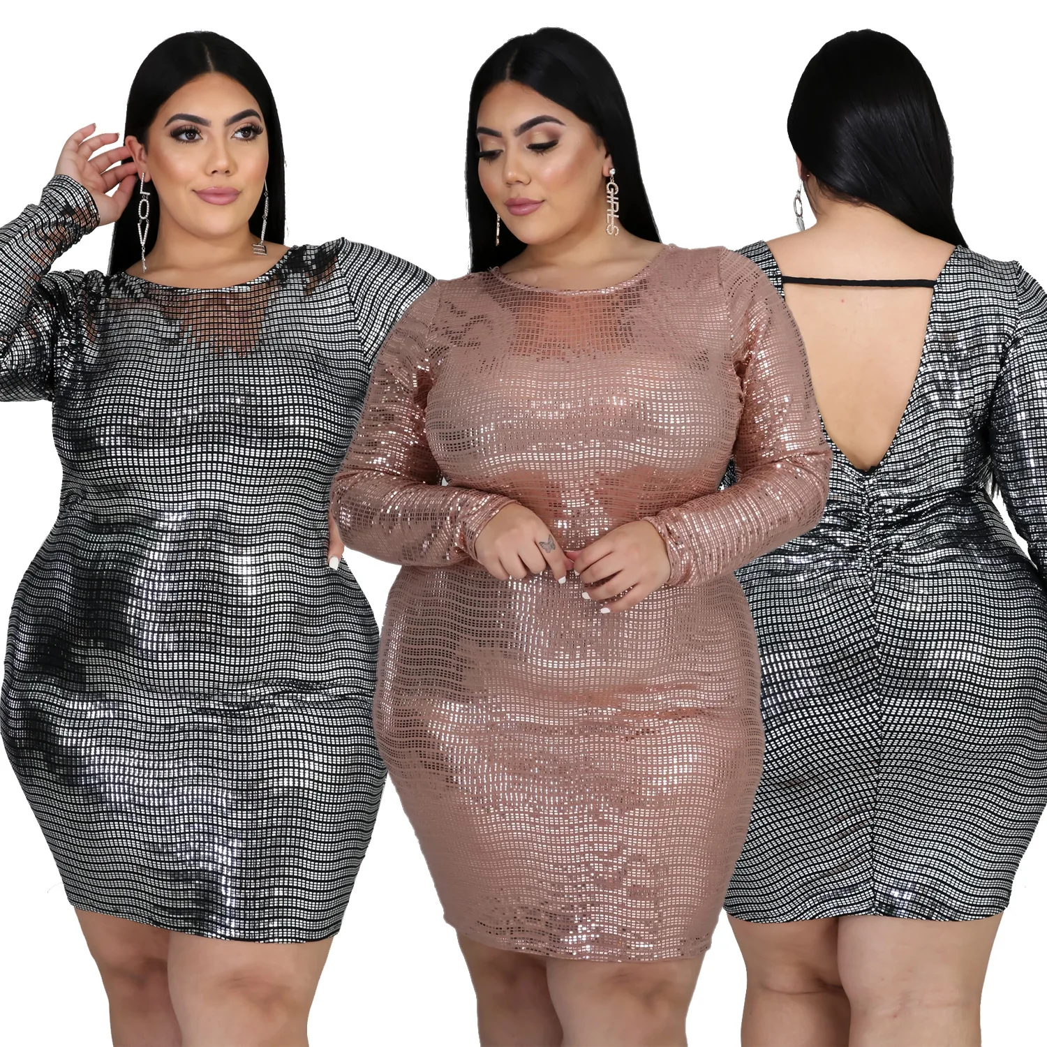 

5XL women clothing plus size fat women clothing O-neck dress, Picture color