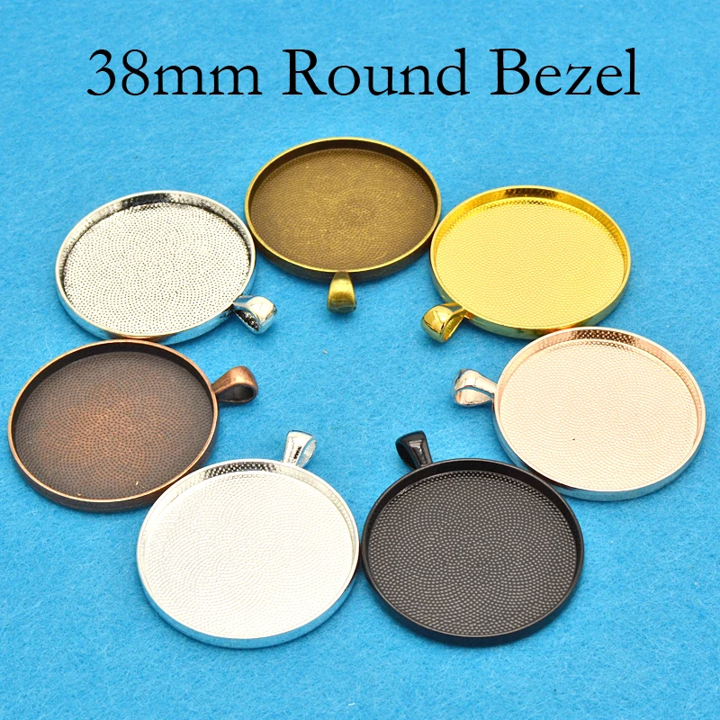 38mm Round Pendant Blanks 1.5 Inch Pendant Bezel Blank, Galss Base Cabochon Setting Resin Frame for Jewelry Making