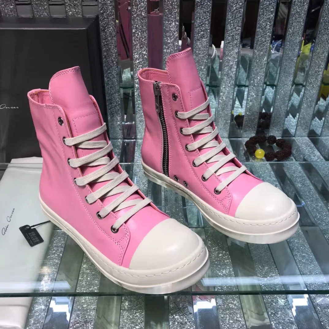

2022 Designer Wholesale Fashion Trend Canvas Walking Shoes Rick Plus Size Pink Owens High Top Casual Shoes Men