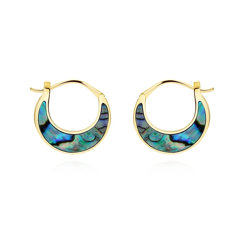 2023 Summer Beach abalone shell Earrings 925 Sterling Silver Turquoise stone round hoop earrings for women