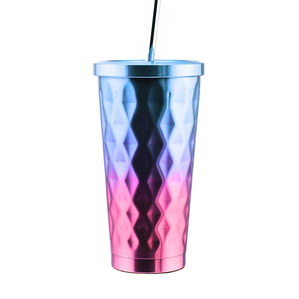 

Embossed Design 16oz Double Wall Stainless Steel Vacuum Insulated Sublimation Coffee Tumbler Cups Mugs with Lid and Straw, Customized color