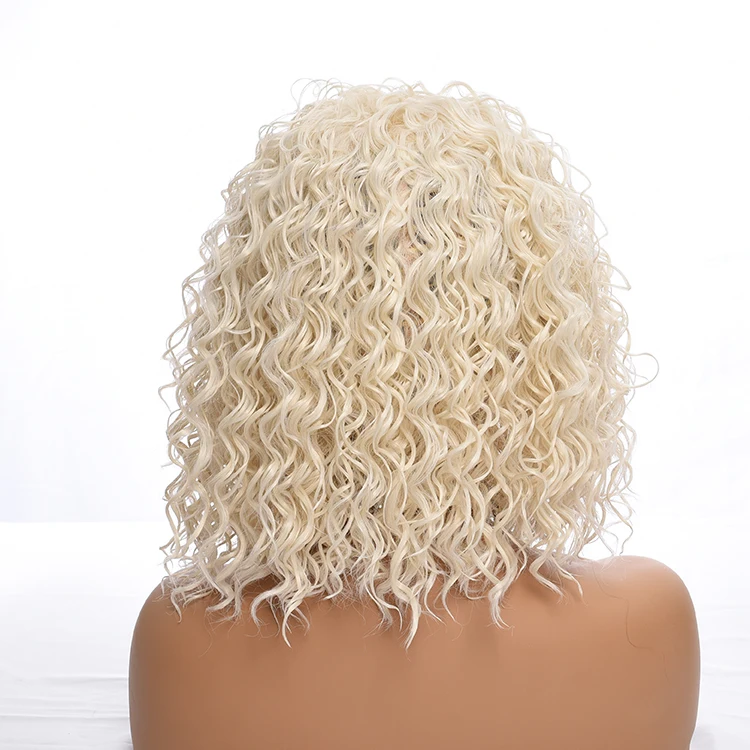 Direct Selling Jerry Curl Synthetic Lace Wigs Blonde Curly Hair Heat ...