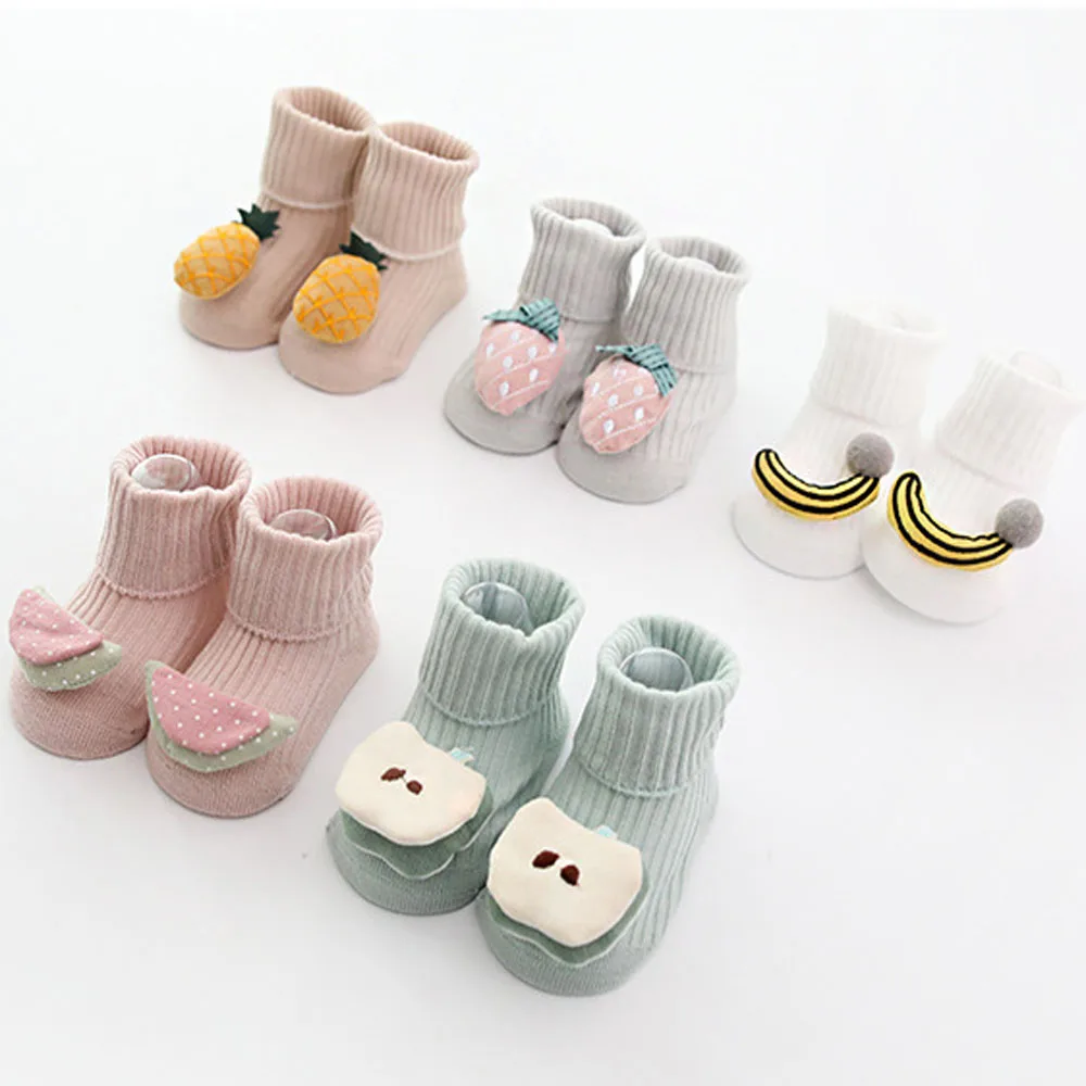 

0-18 Months Cotton Children's Socks Kids Toddlers Autumn Spring Baby Cartoon Fruit Rubber Anti Slip Floor Infant Socks