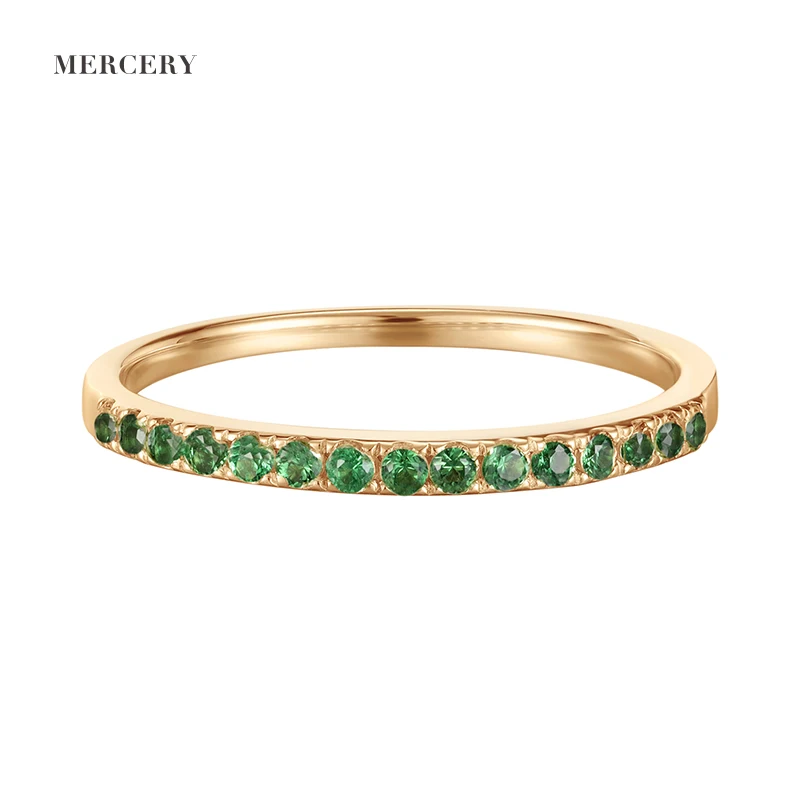 

14K Solid Dainty Gold Simple Rings Anillo De Piedras Preciosas Verdes Green Natural Gemstone Birthstone Tasvorite Ring