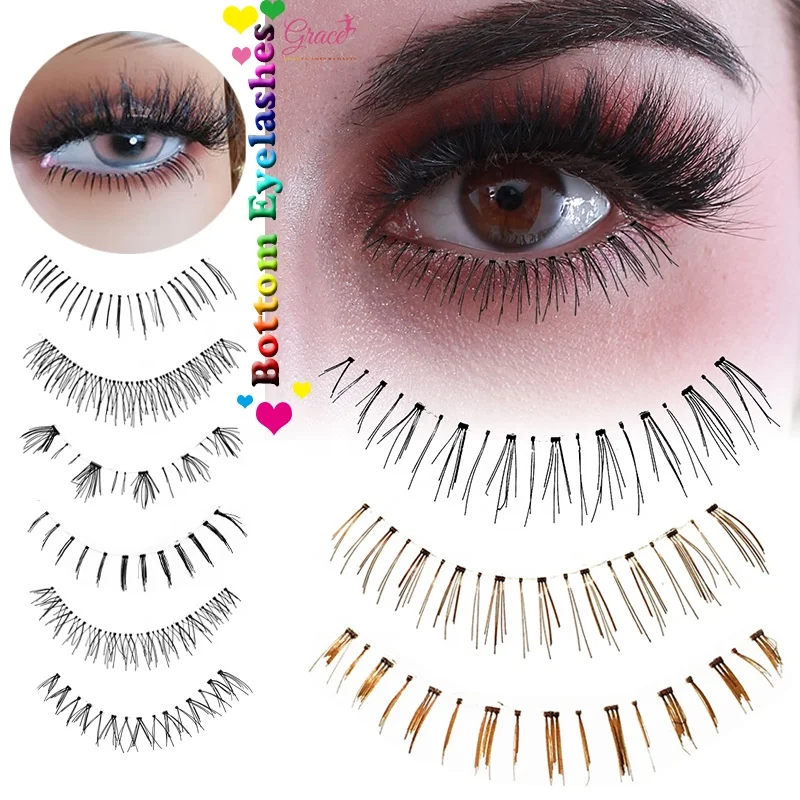 

Synthetic Lower Eyelashes Transparent Band False Eyelashes Bottom Lashes, Natural black