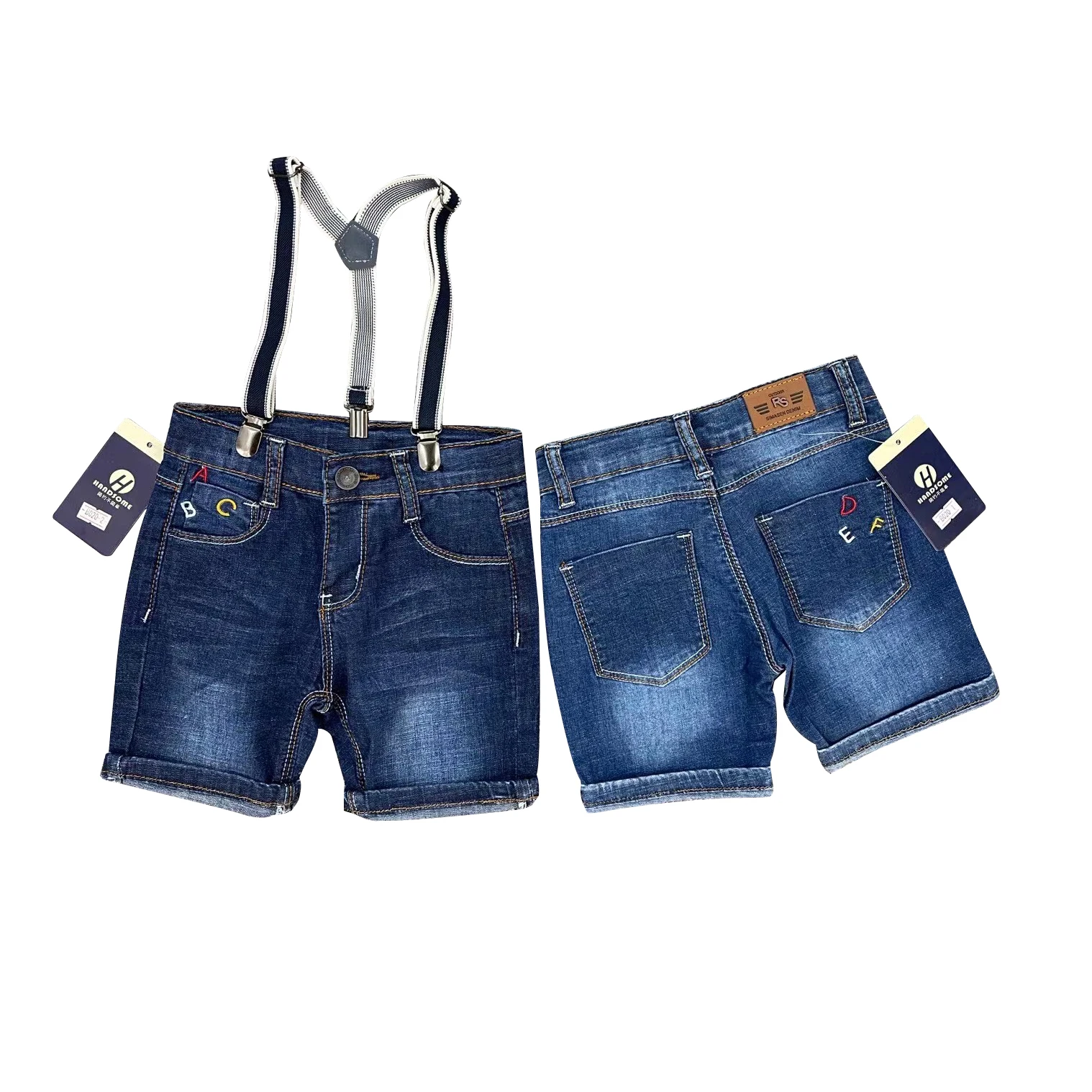 

New Trend kids stacked pants Smart Casual kids cotton shorts 8-14y denim boy overalls high quality boy shorts