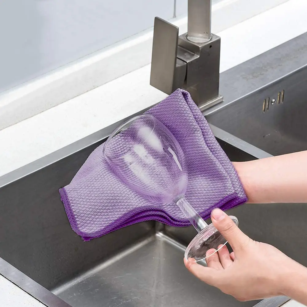 

Factory Direct Sale Kitchen Cleaning Dish Cloth Glass Polishing Absorbent Fish Scale Cloth Towel, Blue,purple, grey