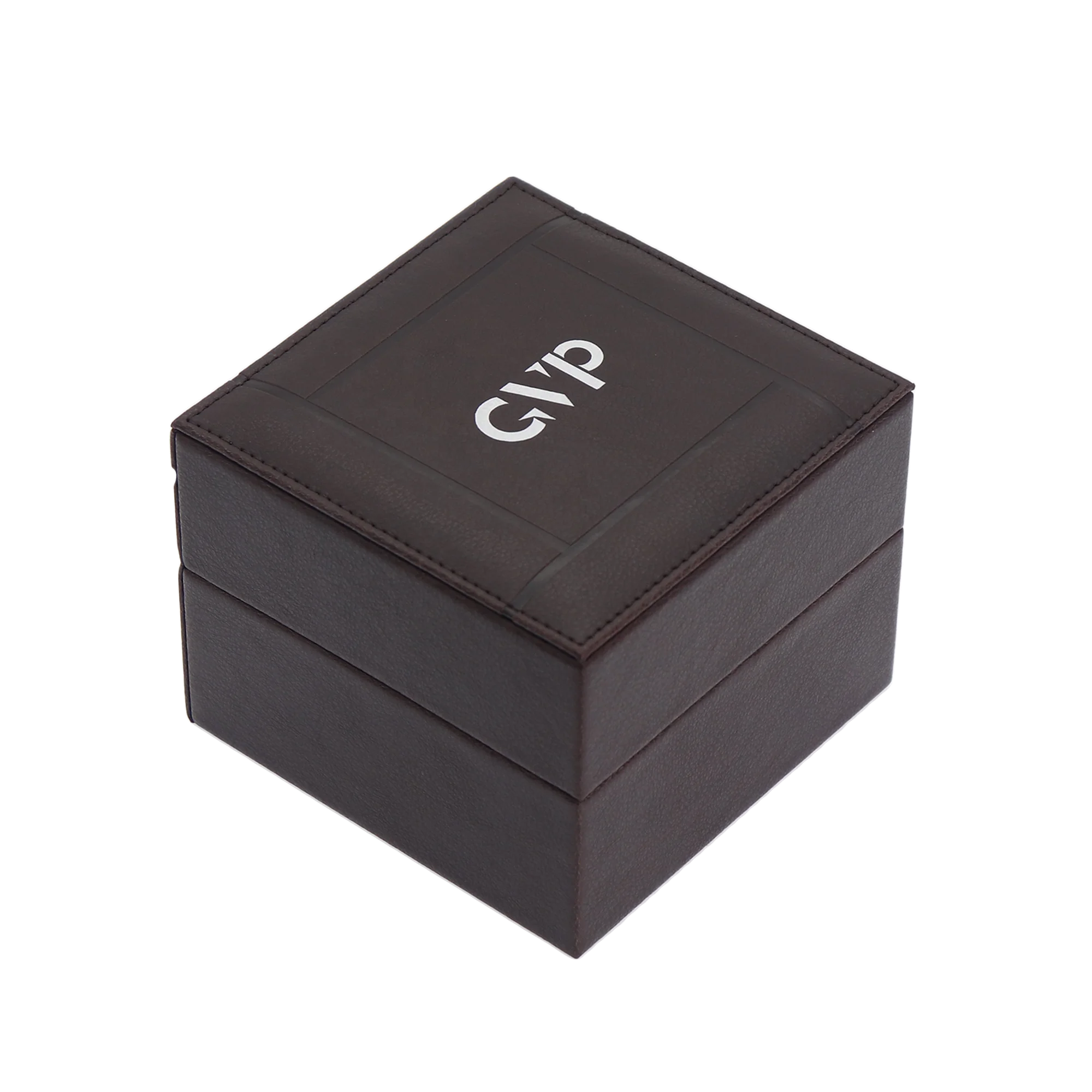 

Luxury Gift Three Quartz Watches Case Round Square Shape Leather Watch Box, Brown