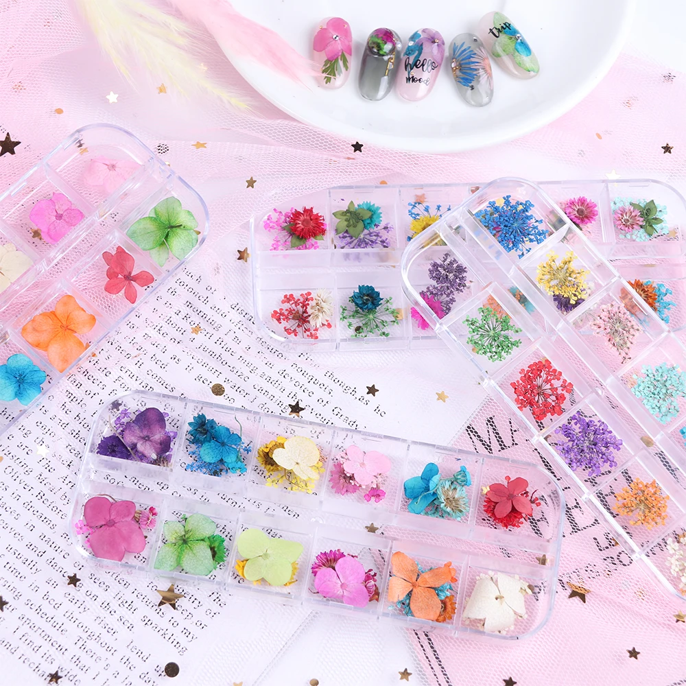 

Mix Dried Flowers Decorations Jewelry Natural Floral Leaf Stickers 3D Nail Art Designs Polish Manicure Accessories TRF01-10