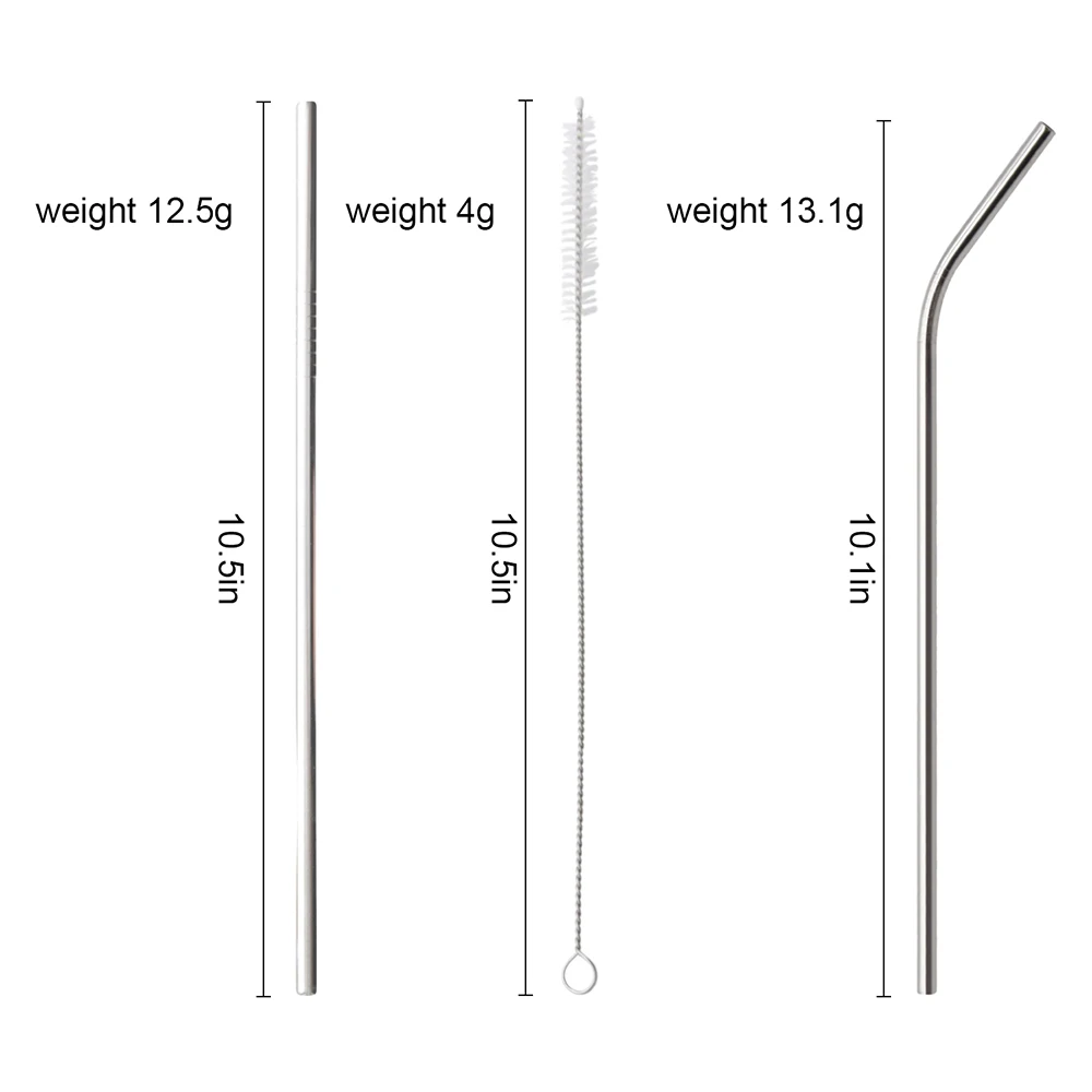 
BHD Custom Reusable LFGB Food Grade Metal Drinking Straws 10.5