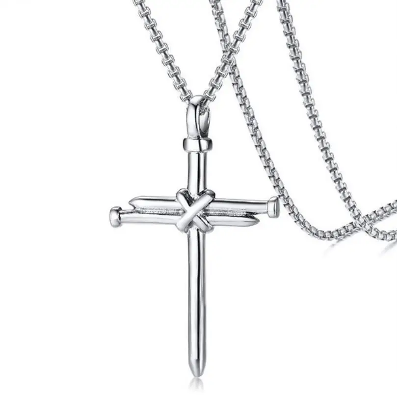 

Gothic Simplicity Titanium Steel Nail Pendant Necklace Retro Cross Necklace for Men Women Spiritual Party Jewelry, 8 color