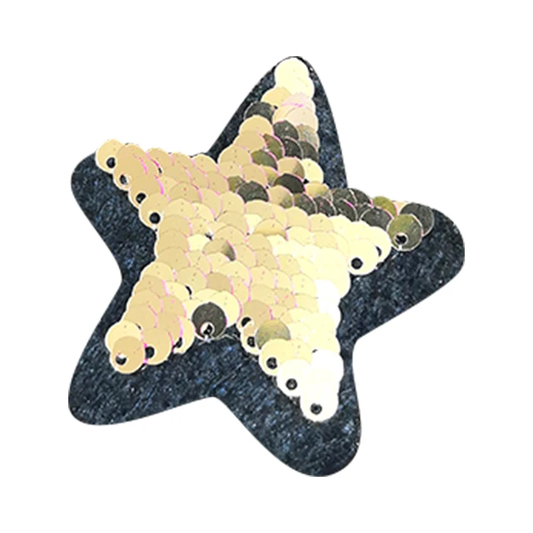 

Wholesale Cheap Star Shaped Customized Logo Sequin Embroidery Patch for Garment