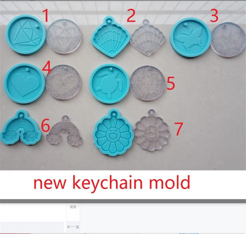 

7 shapes DIY Shiny Resin Silicone Keychain Molds