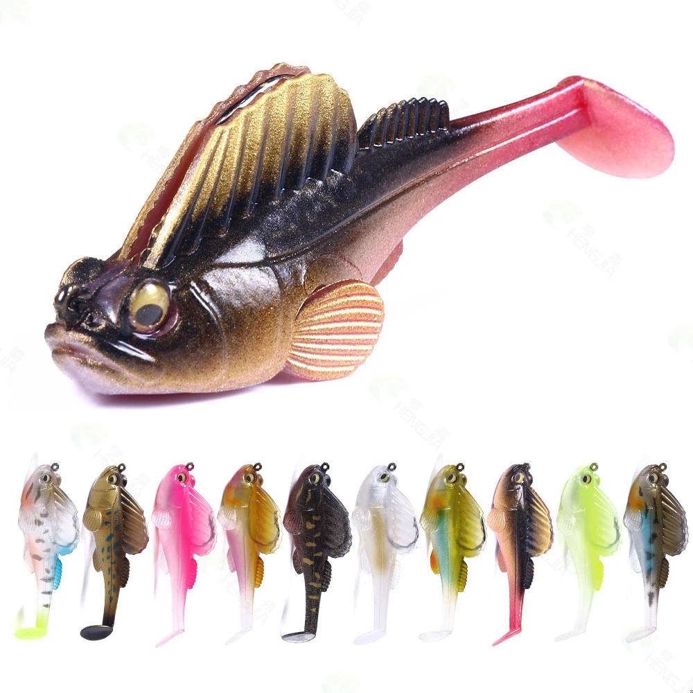 

Top Right 75mm 14.2g St203 Jumping Fish Soft Bait Anti-hanging Bottom Fishhook T Tail Road Soft Bait Fishing Lures, As the picture shows