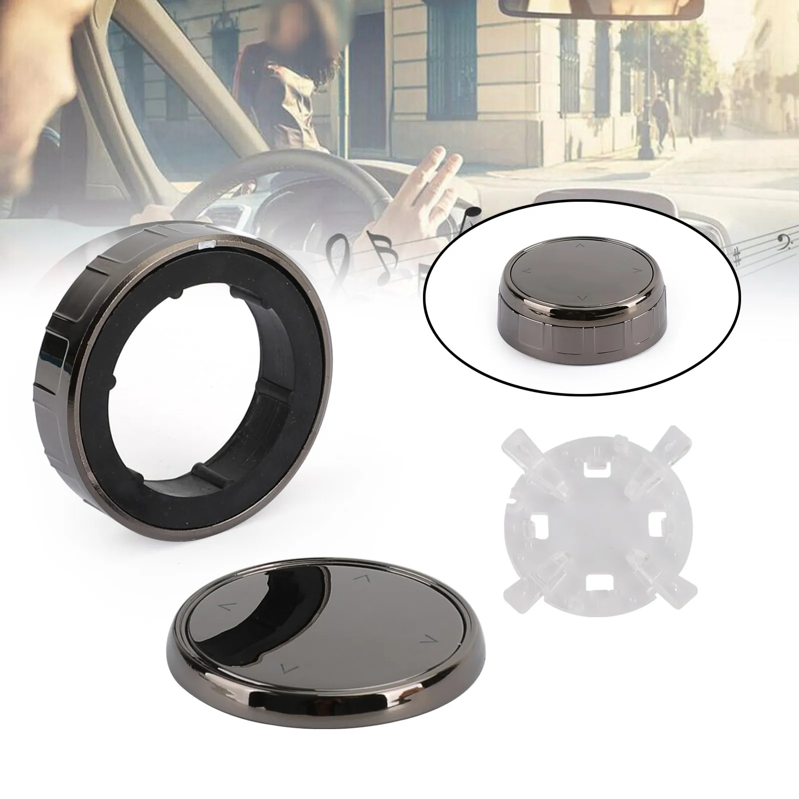 

Areyourshop Black Multi-Media Control Knob Ring Trim MINI F Chassis 7 Keys Cover For BMW