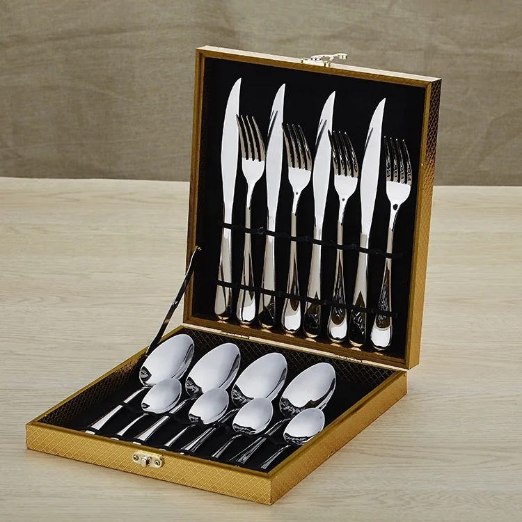 

High quality with gift box color PVD coating 16 Pcs Cutlery stainless steel Tableware Set, Sivler/rose gold/gold /black/multi color