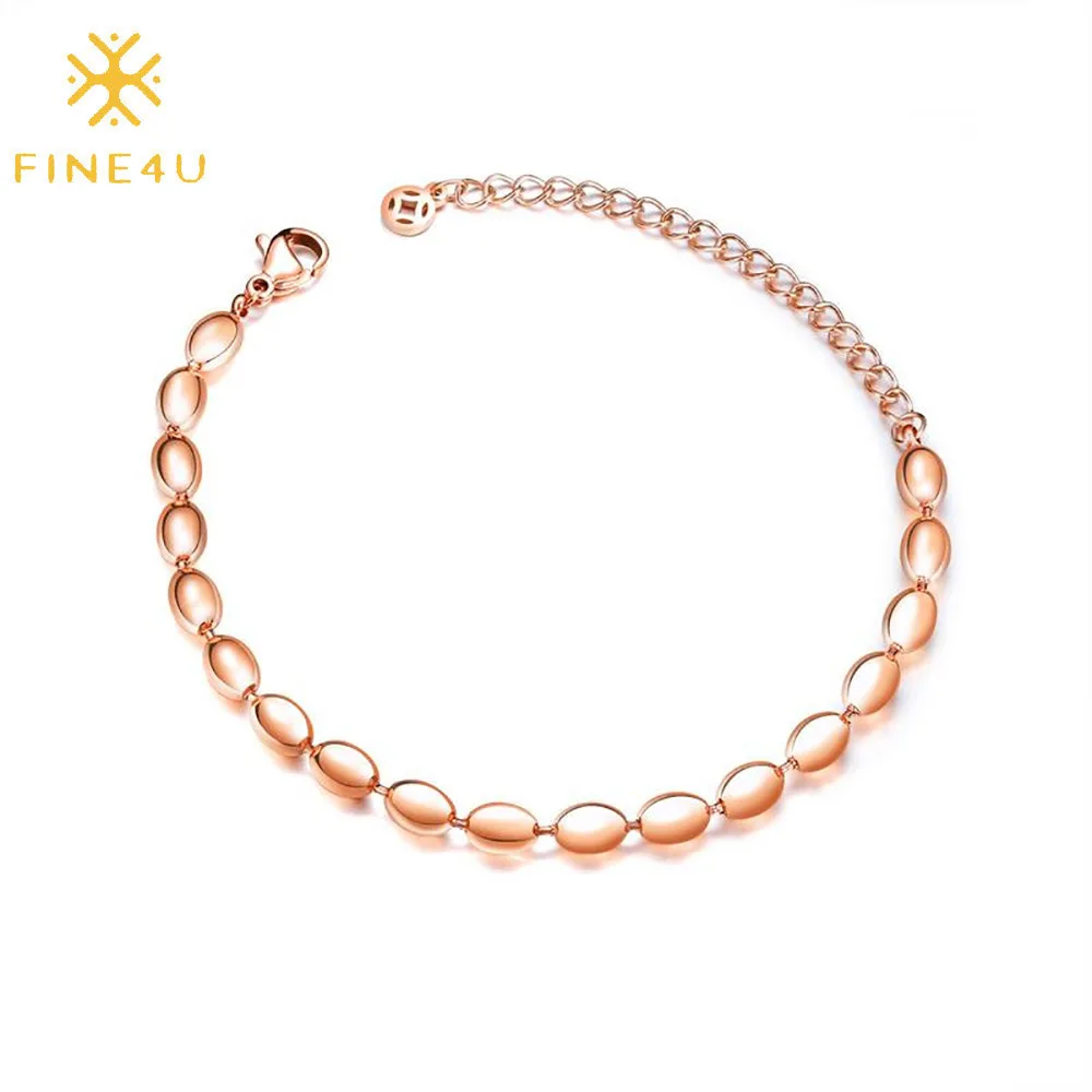 

New arrival women stainless steel rose gold plated beads rosary bracelet
